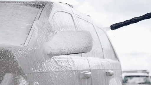 Car covered in foam at PUTO self-service car wash.